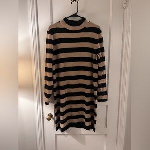 J. Crew Black and Tan Sweater Dress